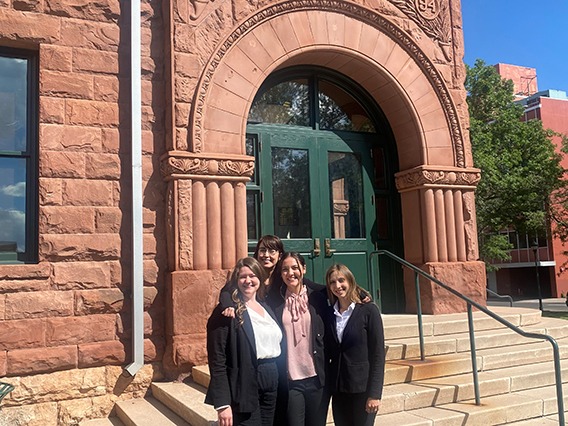 First year students Ella Spoor, Fiona Stout and Sarah Avila with Deputy County Attorney Sasha Charls ('19) outside of Coconino County Court House.