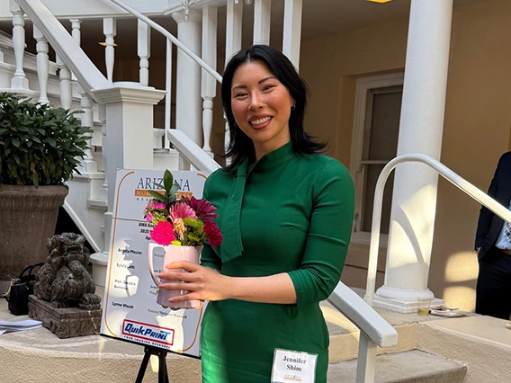 Jennifer Shim receiving Houghton-AWLA Scholarship from the Arizona Women Lawyers Association