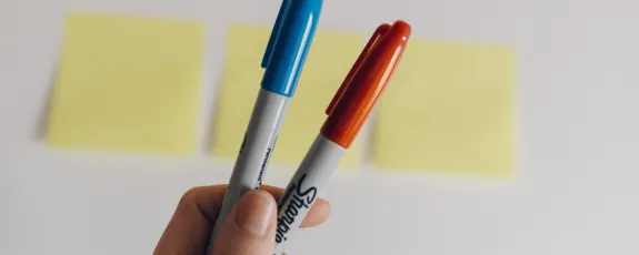 markers and sticky notes 