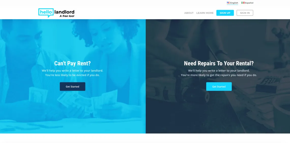 Hello Landlord website homepage Hello Landlord Homepage