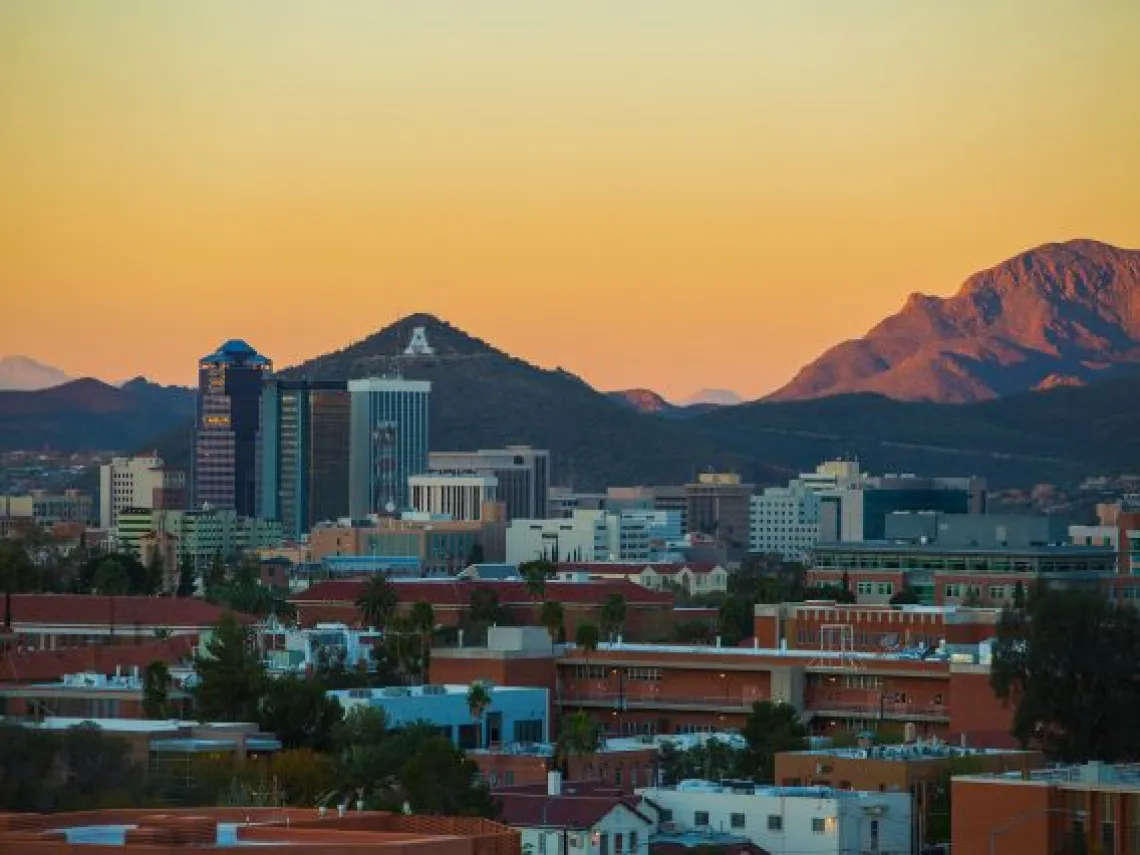 University of Arizona campus at sunset University of Arizona campus at sunset
